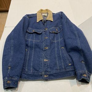 Lee Jacket Coat Mens L Denim Jean VTG 90s Button Blanket Flannel Lined Trucker